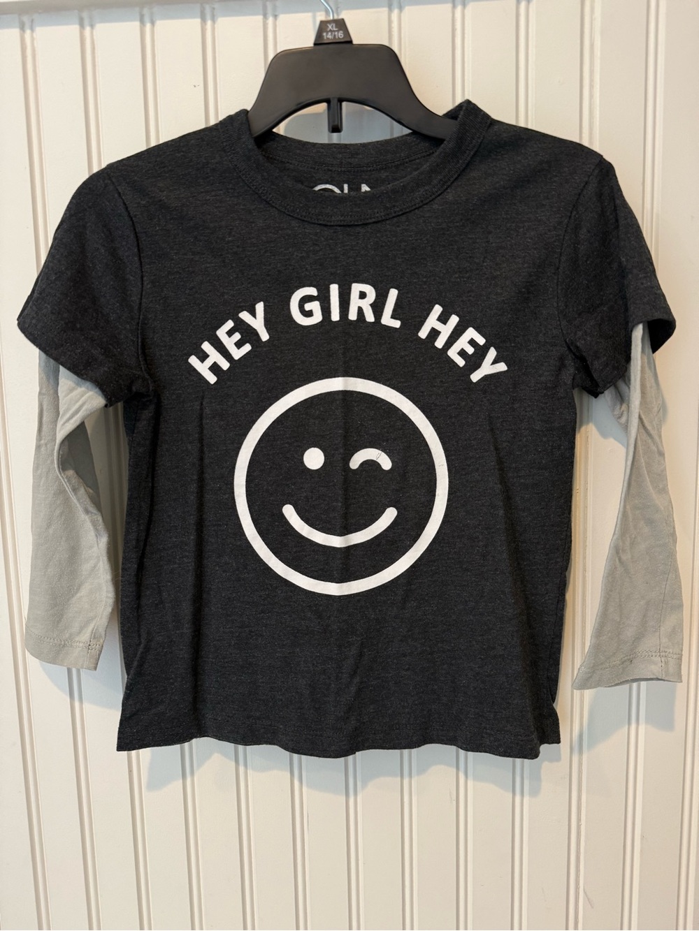 Chaser Black & Gray 'Hey Girl Hey' Layered-Look Long Sleeve Tee